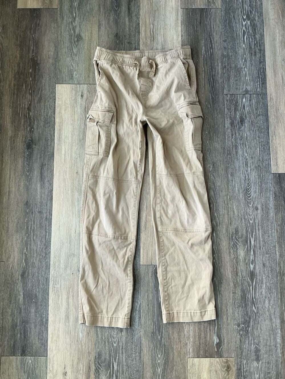 Y2K Lands' End Tan Khaki Straight Leg Utility Cargo Pants Women 26" XS